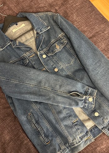 Düğmeli Mavi Kadın Denim Ceket - Görsel 3