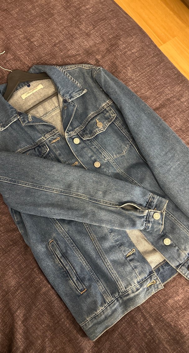 Düğmeli Mavi Kadın Denim Ceket - Görsel 3