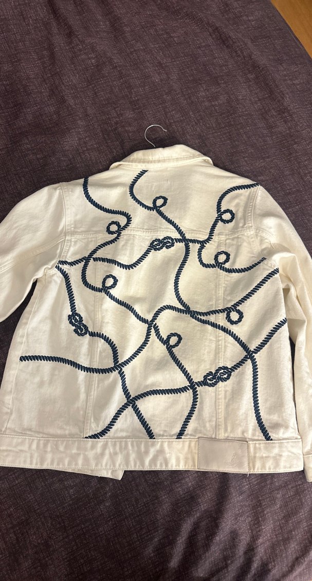Mavi Beyaz Nakışlı Beymen Denim Kot Ceket - Görsel 4