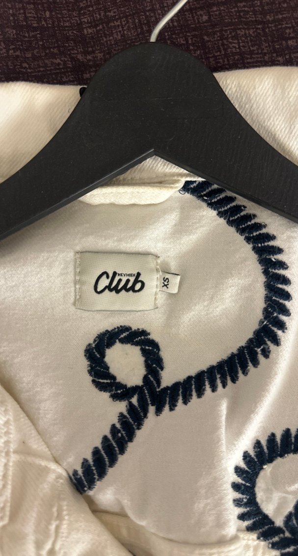 Mavi Beyaz Nakışlı Beymen Denim Kot Ceket - Görsel 5