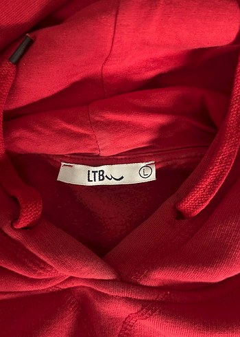 Kadın Kırmızı Pullu LTB Kapüşonlu Sweatshirt - Görsel 2