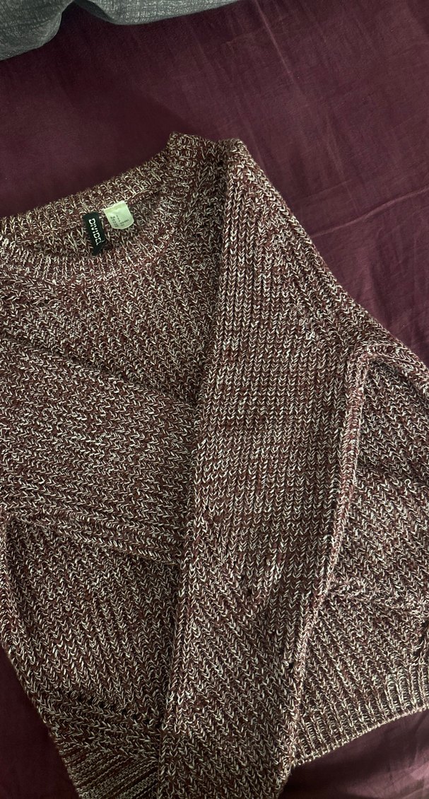 HM Bordo Örgü Kadın Kazak - Görsel 2