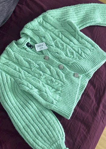 Yeşil Örgü Kadın Hırka - Görsel 2