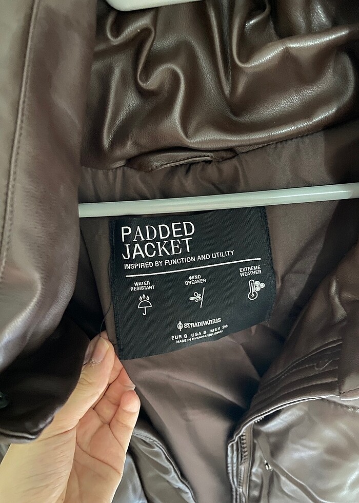 Stradivarius suni deri şişme mont - Görsel 3