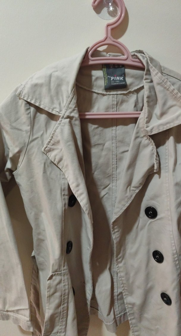 Bej Düğmeli Kadın Trençkot Midi Boy - Görsel 3