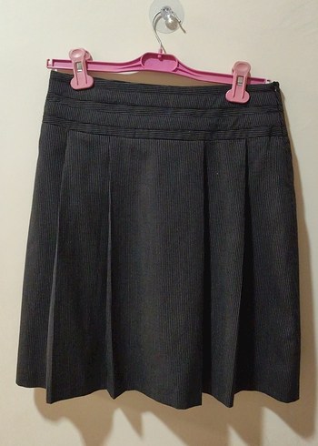 Vintage Gri Midi Pileli Kadın Etek - Görsel 2