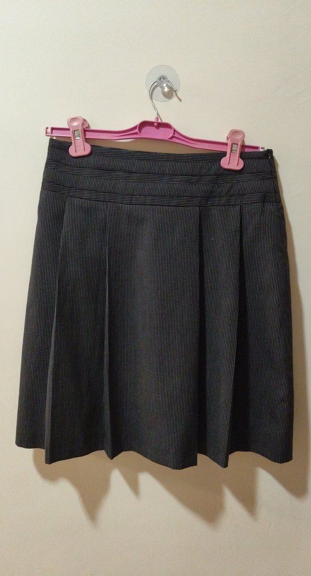 Vintage Gri Midi Pileli Kadın Etek - Görsel 2