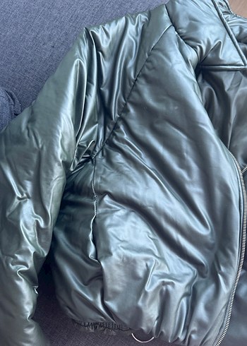 Fermuarlı Yeşil Kadın Kışlık Mont - Görsel 3