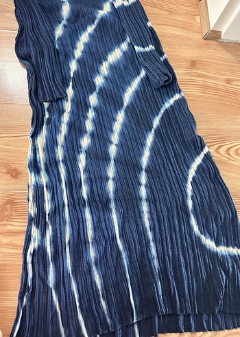 Lacivert Pilili Bohem Uzun Kollu Triko Elbise - Görsel 2