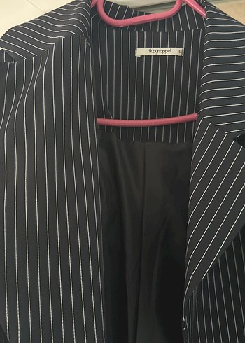 Diğer Çizgili Düğmeli Kadın Blazer Ceket