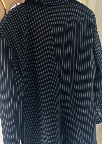 s Beden Çizgili Düğmeli Kadın Blazer Ceket