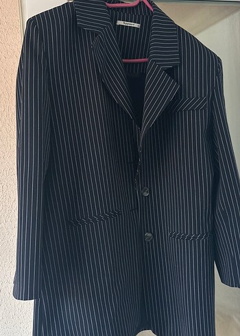 Çizgili Düğmeli Kadın Blazer Ceket