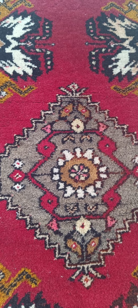 Bordo Desenli Geleneksel el dokuma Halı - Görsel 3