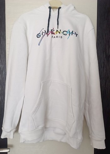 Beyaz Kapüşonlu Uzun Kollu Sweatshirt