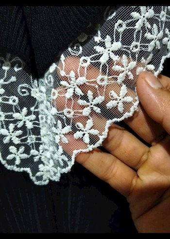 diğer Beden Dantel Detaylı Siyah Uzun Triko Elbise