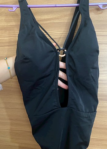 Tokalı Siyah Strappy Mayo - Görsel 2