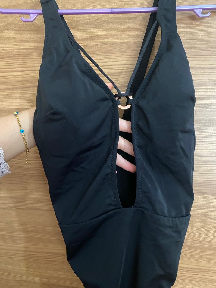 Tokalı Siyah Strappy Mayo - Görsel 2