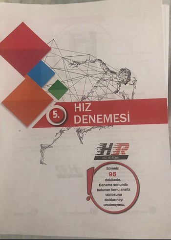 Hız ve Renk yayınları  AYT Matematik Denemeleri Kitabı - Görsel 2