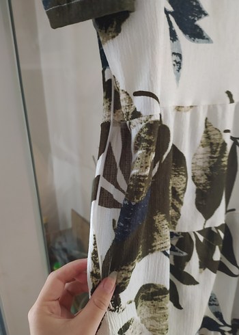 m Beden beyaz Renk Bohem Mini V Yaka Elbise