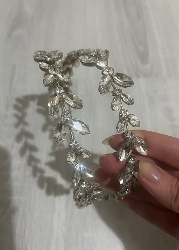 Bej Renkli Modern Klasik Düğün Tacı - Görsel 2