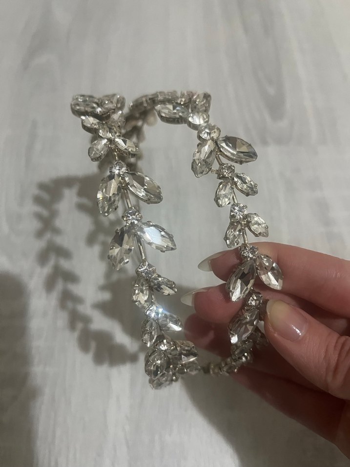 Bej Renkli Modern Klasik Düğün Tacı - Görsel 2