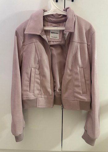 Bershka pudra Pembe Kadın Deri Ceket - Görsel 2