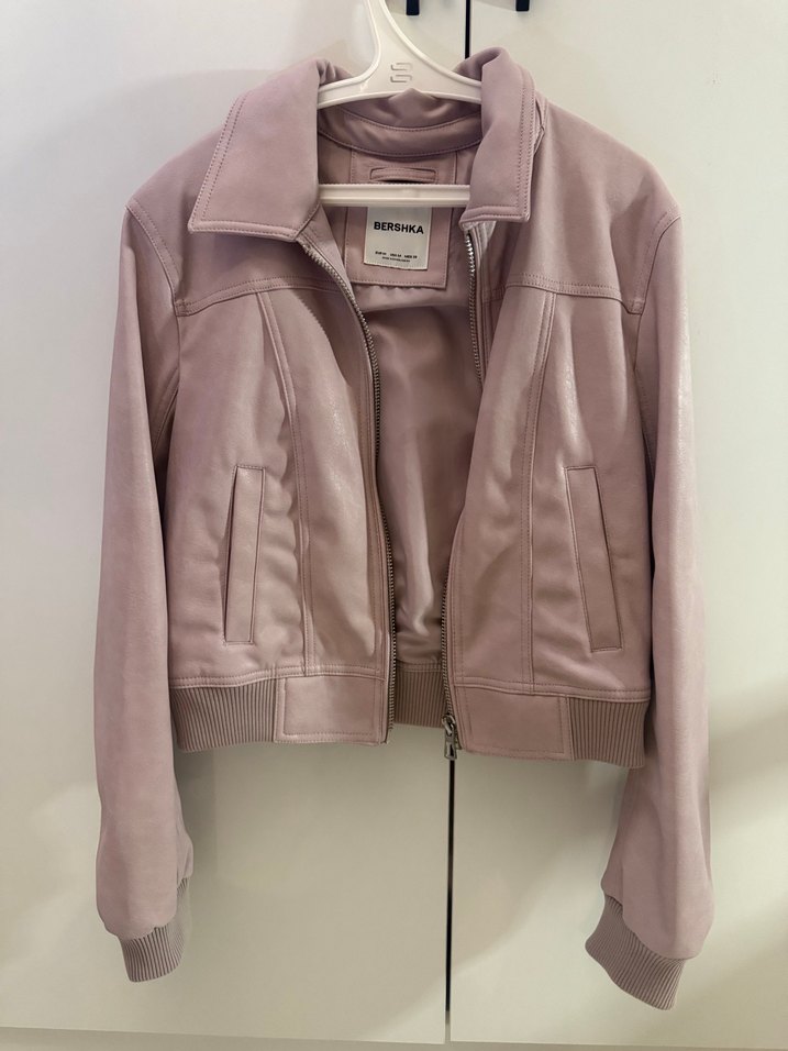 Bershka pudra Pembe Kadın Deri Ceket - Görsel 2