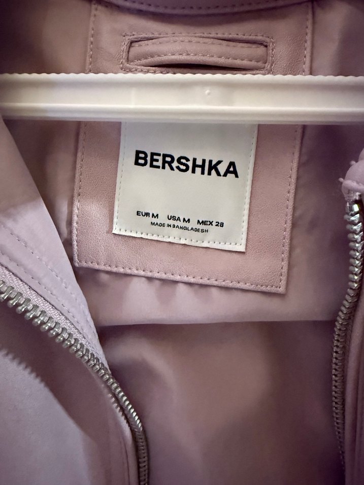 Bershka pudra Pembe Kadın Deri Ceket - Görsel 3