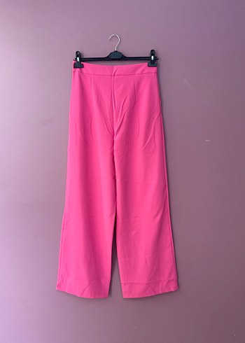 Diğer Kadın Pembe Kuşaklı Salaş Kumaş Pantolon