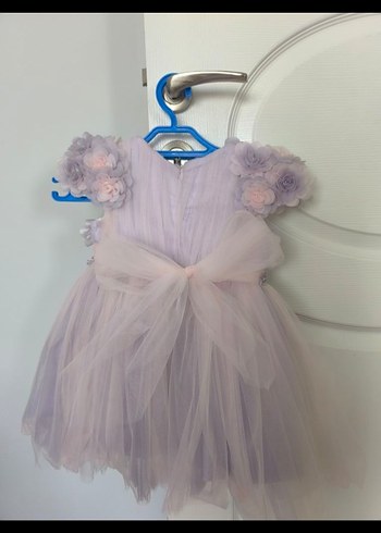 Çiçekli Pastel Mor Kolsuz Kız Elbisesi - Görsel 2