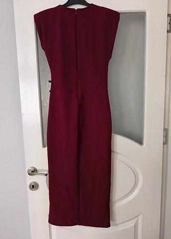 Bordo Kemerli Uzun Abiye Elbise - Görsel 4