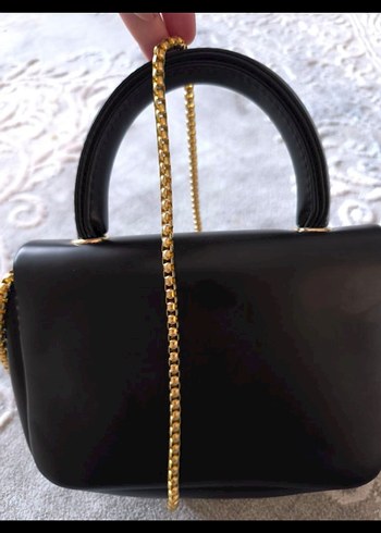 Zincir Detaylı Siyah Deri Kadın Çanta - Görsel 2