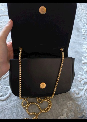 Zincir Detaylı Siyah Deri Kadın Çanta - Görsel 3