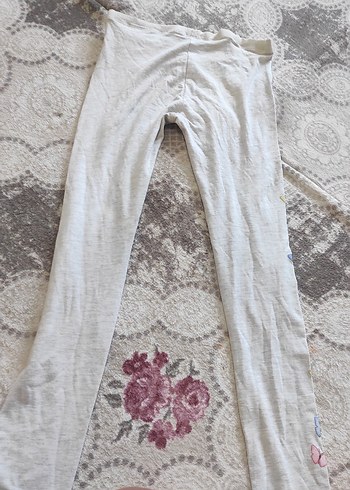 Gri Nakışlı Kız Çocuk Dantel Detaylı Tayt - Görsel 2