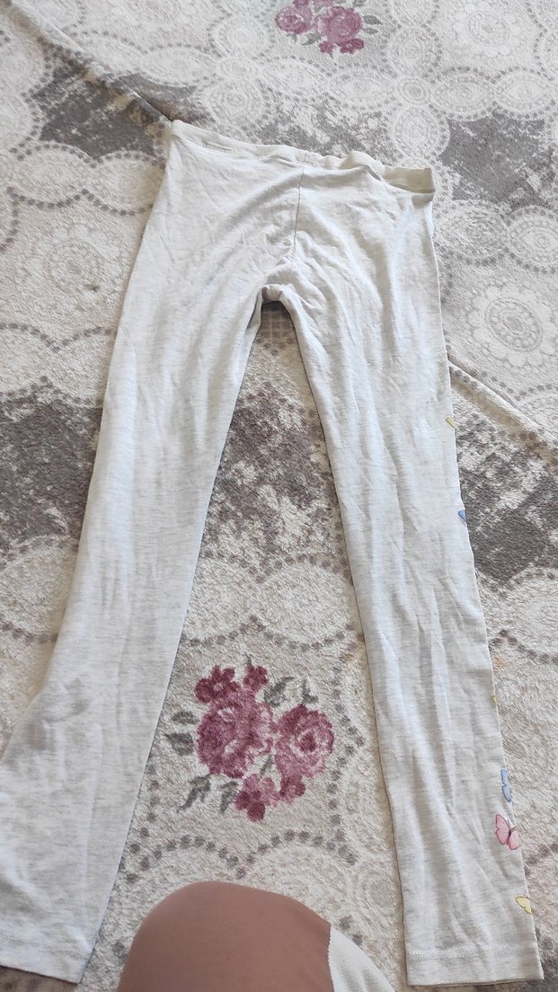 Gri Nakışlı Kız Çocuk Dantel Detaylı Tayt - Görsel 2