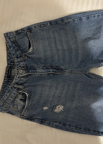 Kadın Gri Mavi Bol Kesim Midi Kot Pantolon - Görsel 4