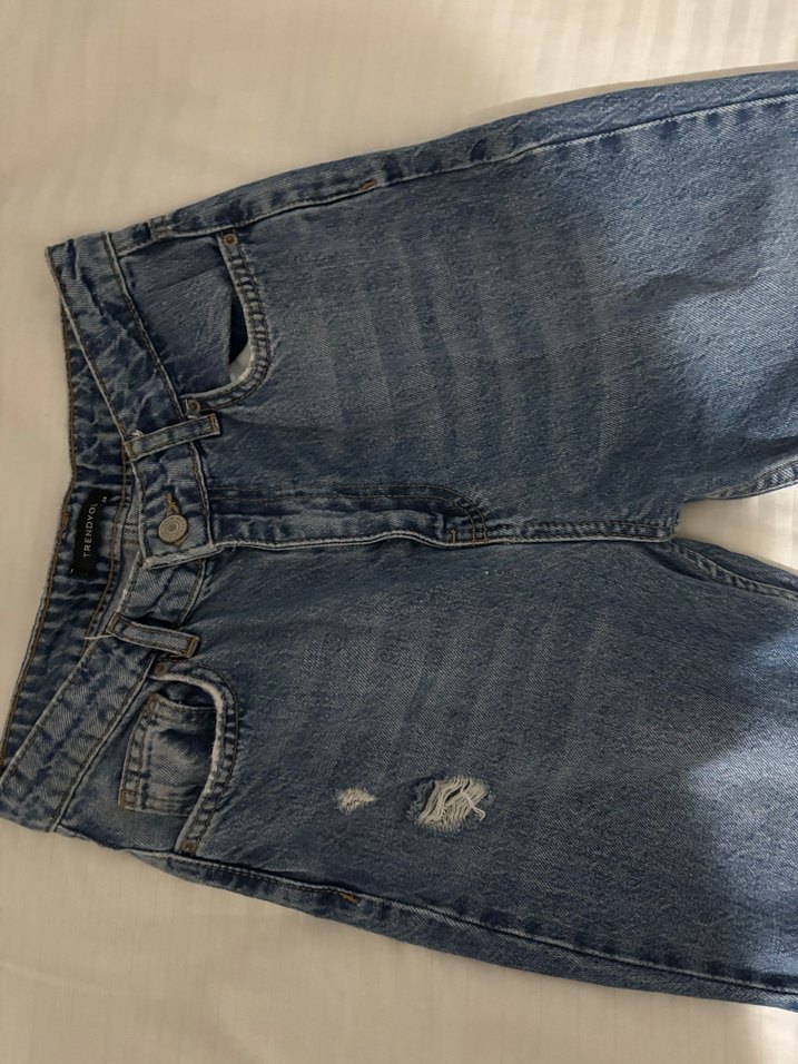 Kadın Gri Mavi Bol Kesim Midi Kot Pantolon - Görsel 4