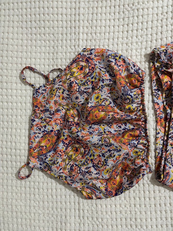 Renkli Bohem Dantel Detaylı Mini Tulum - Görsel 2