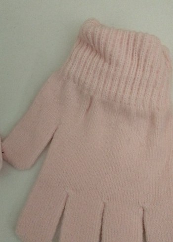 Kızlar için Pembe Triko Eldiven - Görsel 2