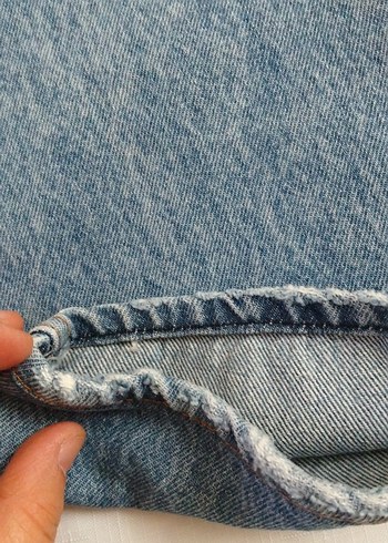 Gri tonlu bol kesim midi kot pantolon - Görsel 2