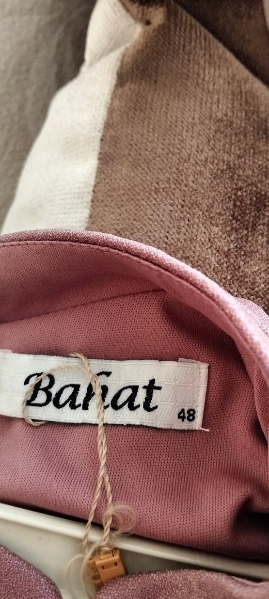 pudra Uzun Drapeli Kadın Abiye Elbise - Görsel 5