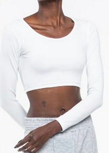 Diğer Beyaz Kadın Uzun Kollu Crop Top