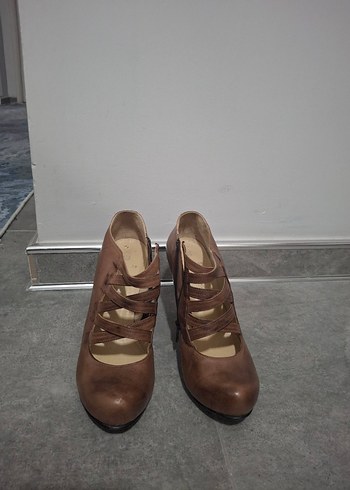 39 Beden kahverengi Renk Vizon Stiletto Kadın Bottie