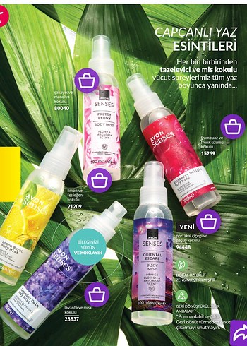 Avon Senses Tazeleyici Vücut Spreyleri