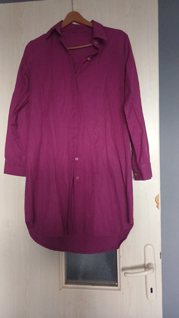 Mor Düğmeli Hamile Midi Tunik - Görsel 2