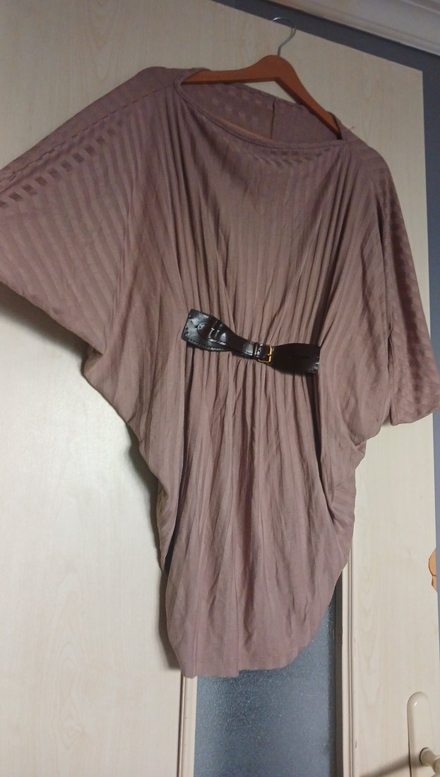 Kuşaklı Bej Hamile Tunik - Görsel 2