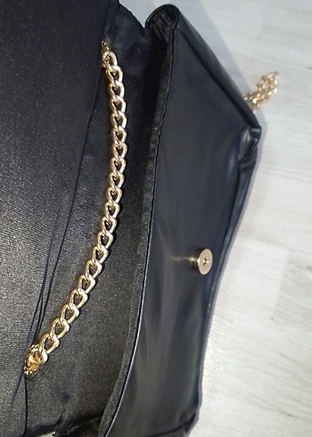 Zincir Detaylı Siyah Deri Kadın Çanta - Görsel 3
