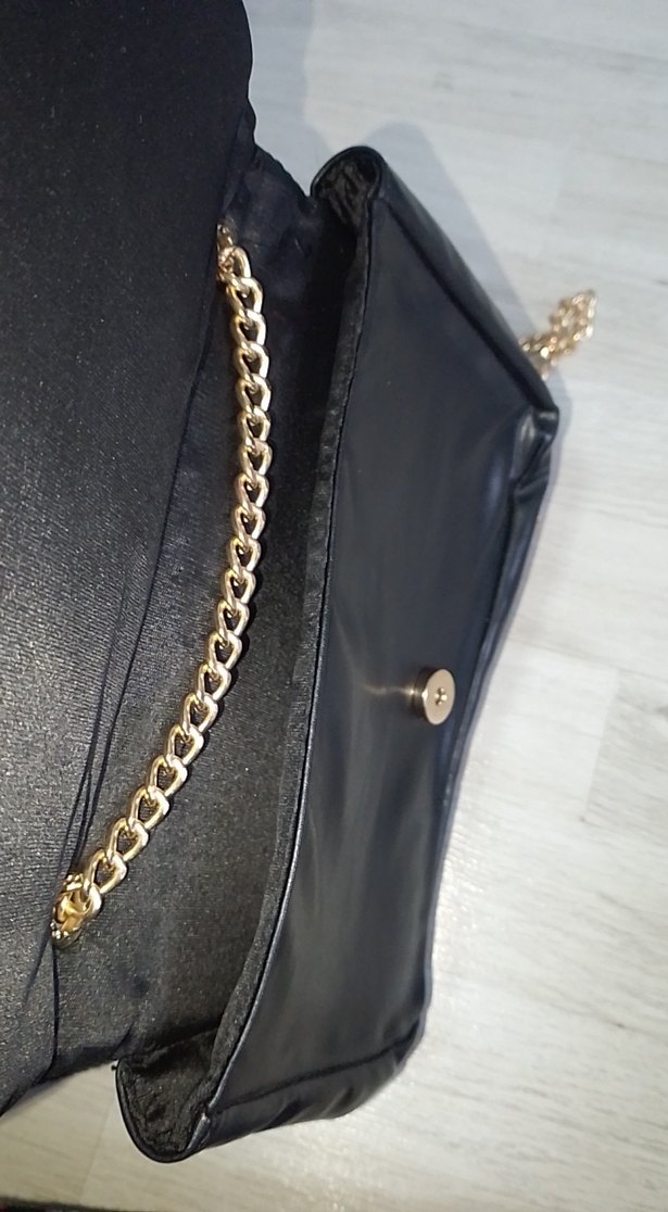 Zincir Detaylı Siyah Deri Kadın Çanta - Görsel 3