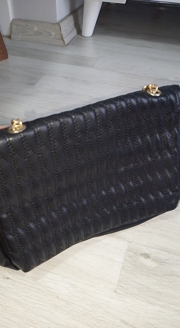 Zincir Detaylı Siyah Deri Kadın Çanta - Görsel 2