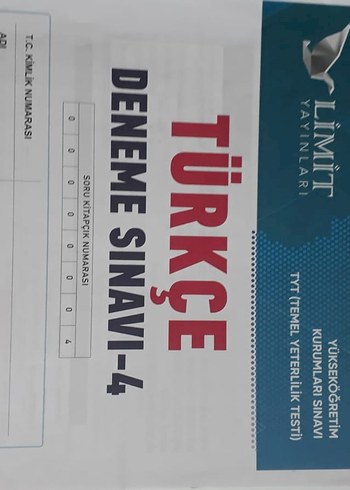 Limit Yayınları Türkçe Denemeleri Sınav Hazırlık Kitabı